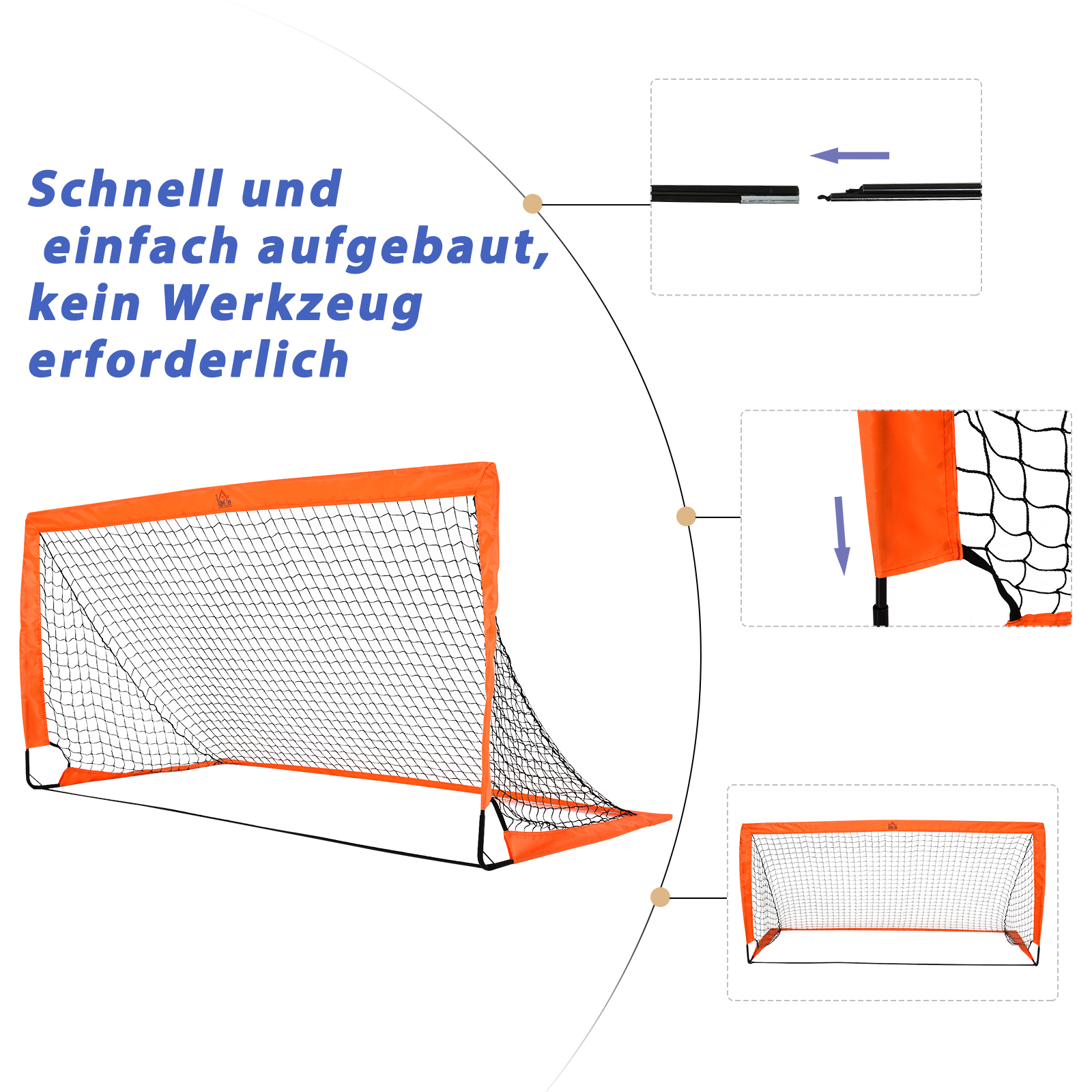 Futbolo vartų rinkinys, oranžinis, 183 x 90 x 90 cm - Image 5