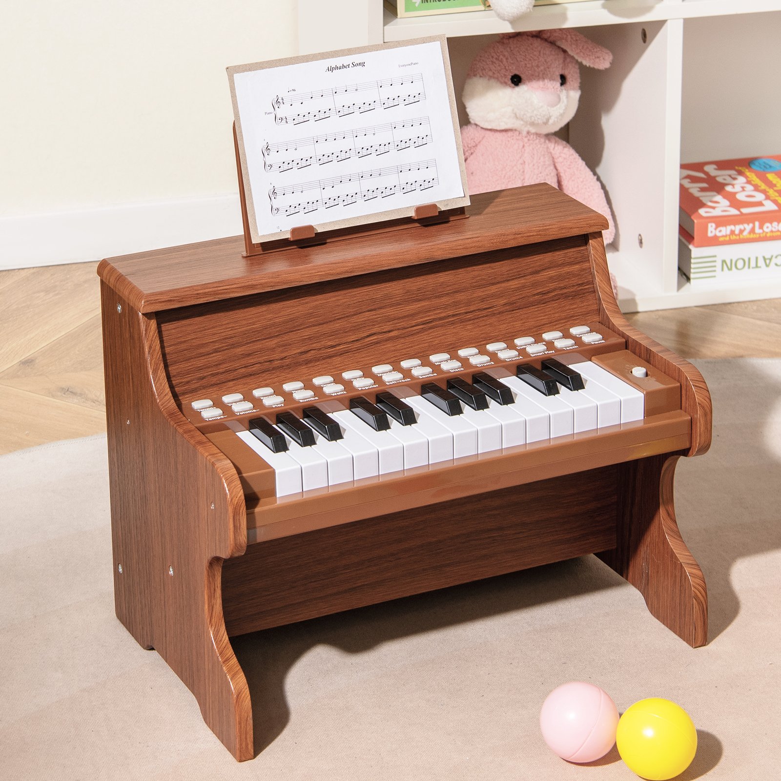 25 klavišų vaikų mini skaitmeninis pianinas rudas - Image 2