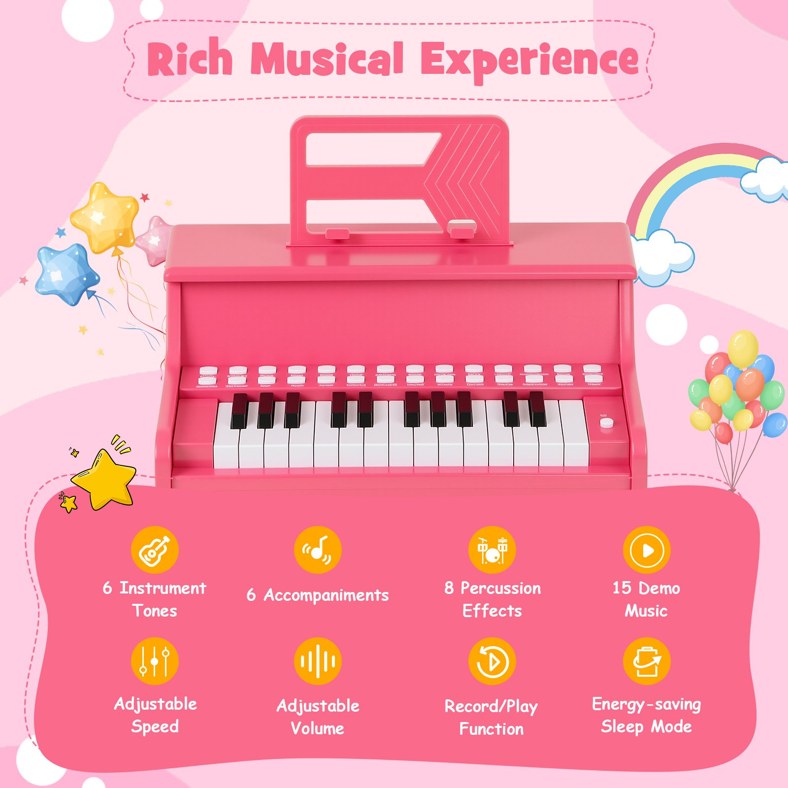 25-klahviga laste mini-digipiano roosa - Image 5