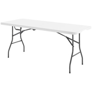 Kokkupandav kämpingulaud, metall, HDPE, valge, 180 x 74 x 74 cm