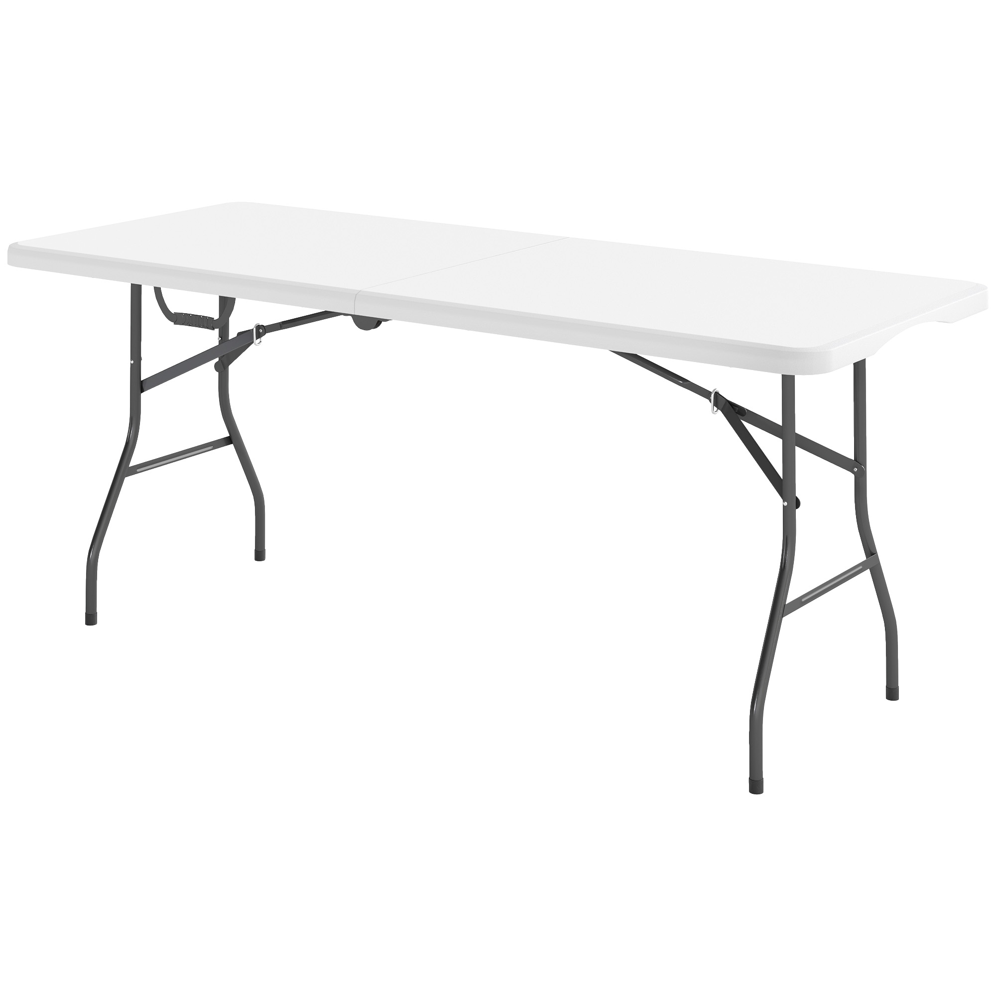Sulankstomas stovyklavimo stalas, metalas, HDPE, baltas, 180 x 74 x 74 cm