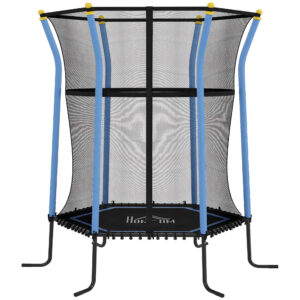 Laste trampoliin turvavõrguga, 122 x 111 x 190 cm, must ja sinine, kuni 50 kg