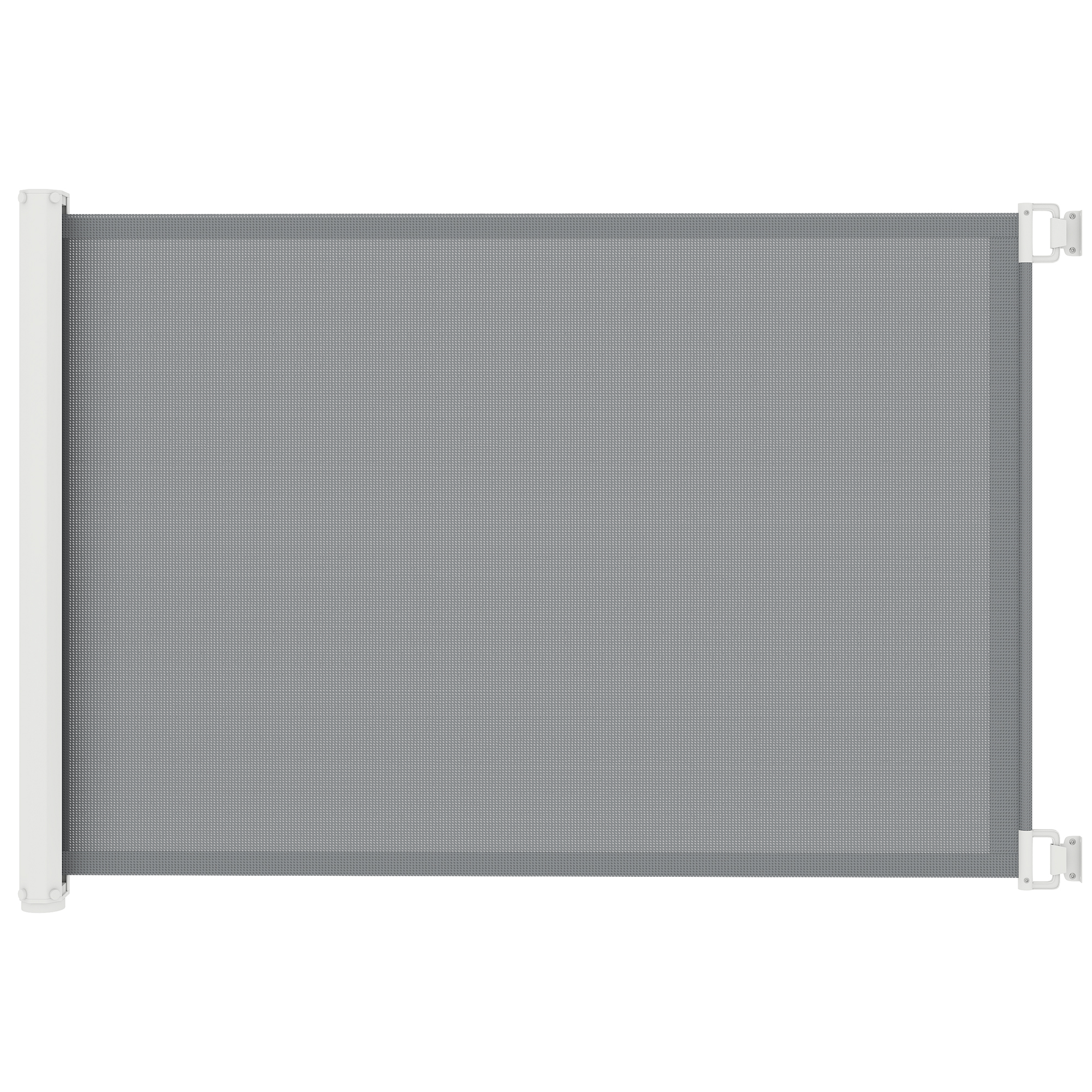 Sissetõmmatav turvavärav, metall ja plastik, hall, 5,5–115 x 5,5 x 82,5 cm