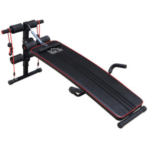 Regulējams sit-up sols, melns / sarkans, 137,5 x 55,5 x 50-68 cm