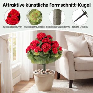 2 punast kunstgeraniumi PE varte ja siidilehtedega