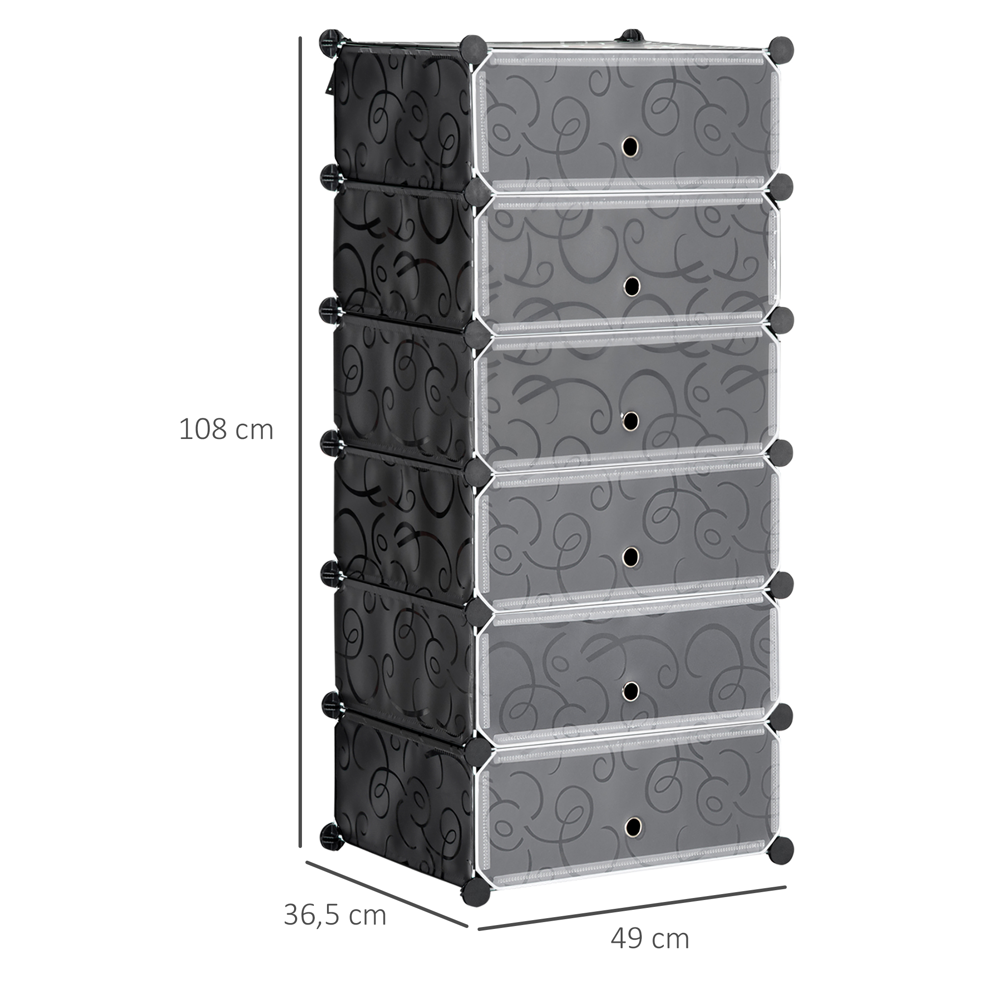 Modulinė batų lentyna 6 poroms, 49 x 36,5 x 108 cm, juoda - Image 3