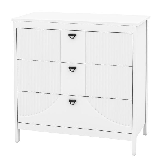 3-lokeroinen lipasto valkoinen MDF 80x40x79 cm