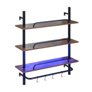 Sienas plaukts 3 līmeņu ar LED apgaismojumu, 80,5x24x97 cm