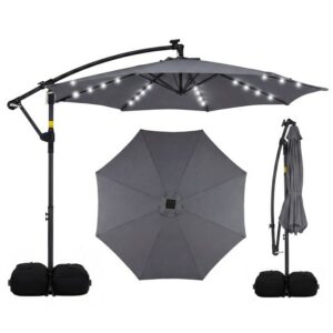 Saules parasols ar LED apgaismojumu, 360° rotējams