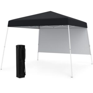 Pop-up telts 300x300 cm ar sānu sienu un mugursomu, melns