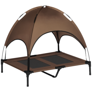 Pakelta šunų lova su stogeliu, kavos spalvos, 92 x 76 x 90 cm