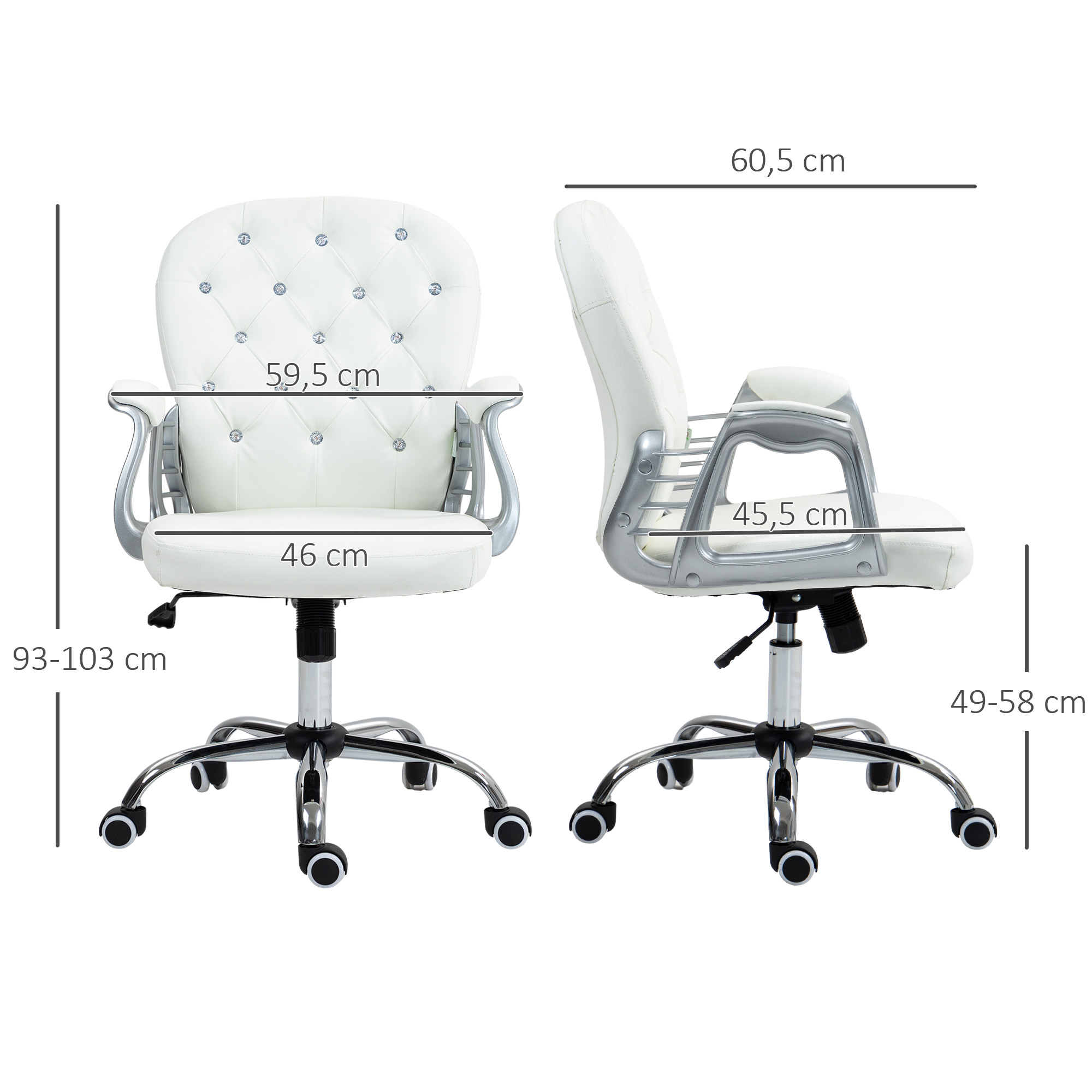 Biuro kėdė, ergonomiška, su porankiais, paminkštinta nugara, balta - Image 3