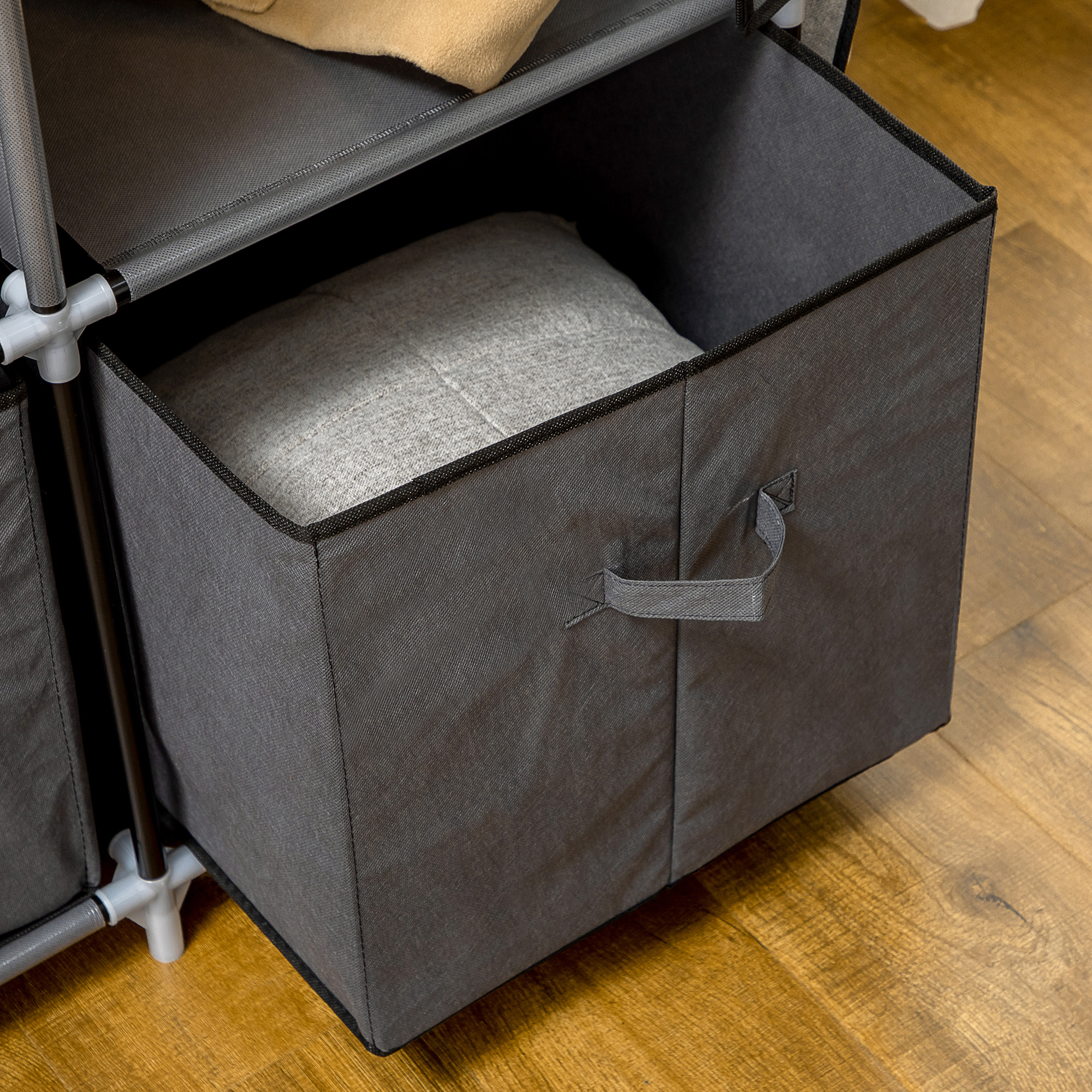 Kangaskaappi, tummanharmaa, 125 x 43 x 162,5 cm, 3 laatikkoa - Image 7