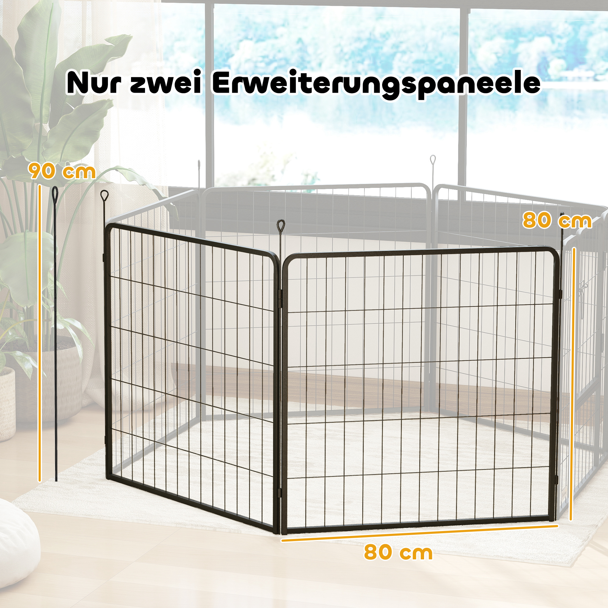 2 dalių prailginimo rinkinys šuniukų aptvarui, šunų tvoros panelės, pilka, plienas - Image 3