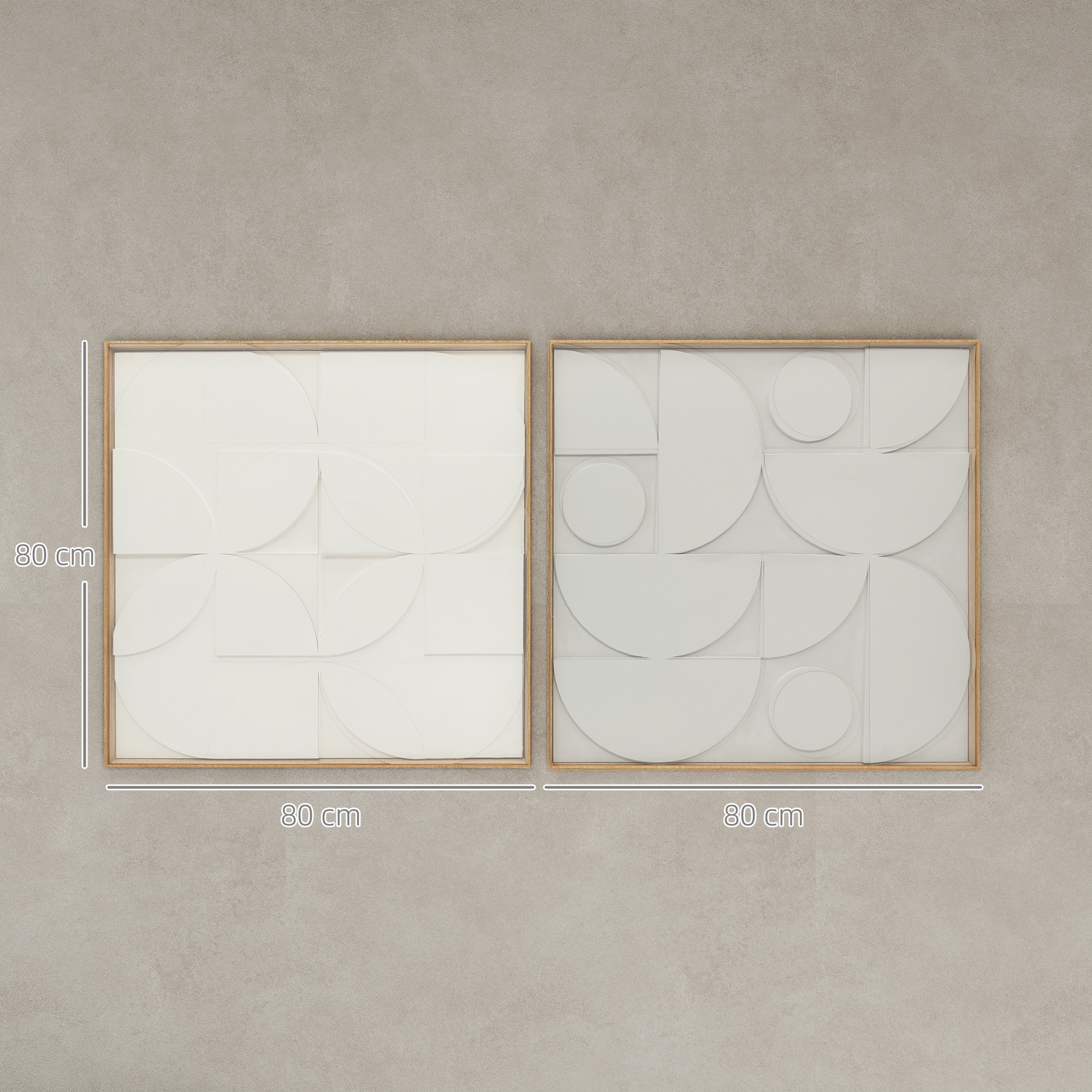 3D seinäkoriste, 2-osainen setti, geometrinen, valkoinen, 80 x 3,5 x 80 cm - Image 3