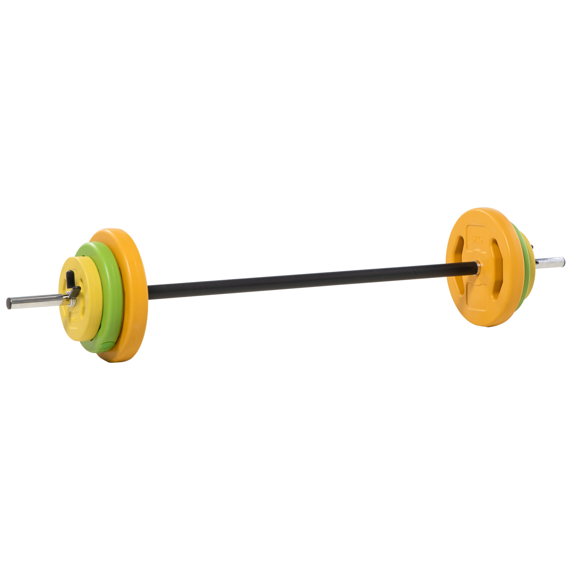 20 kg hanteles komplekts, oranža, zaļa, dzeltena, metāls