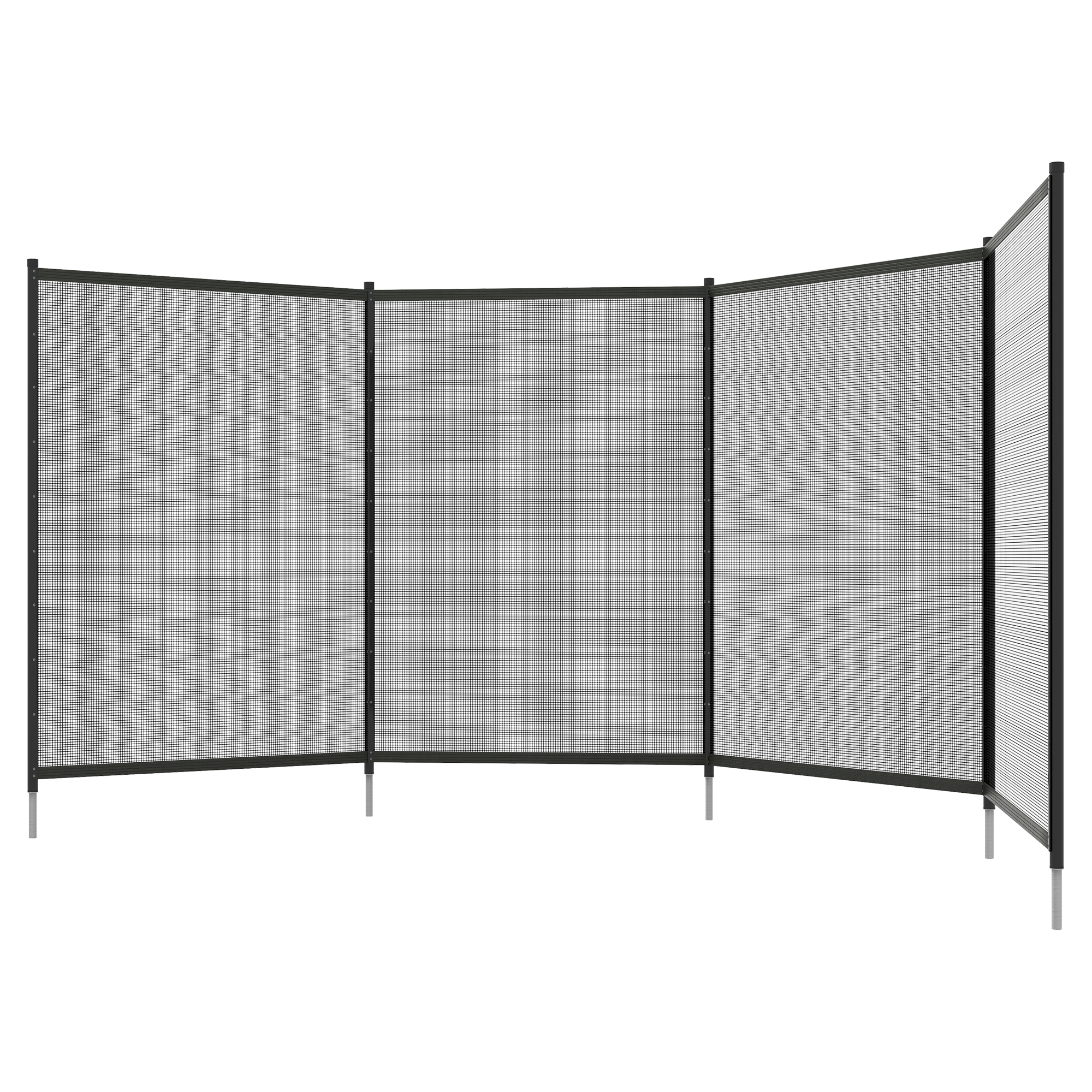 4 dalių baseino apsauginė tvora, aliuminis / tekstilenas, juoda, 365 x 126 cm