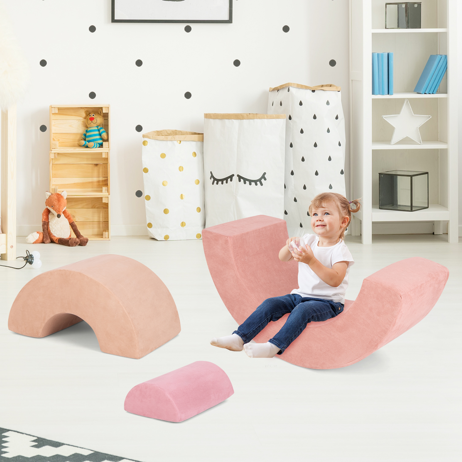 3 Dalių minkšta laipiojimo žaislas vaikams, rožinė - Image 2