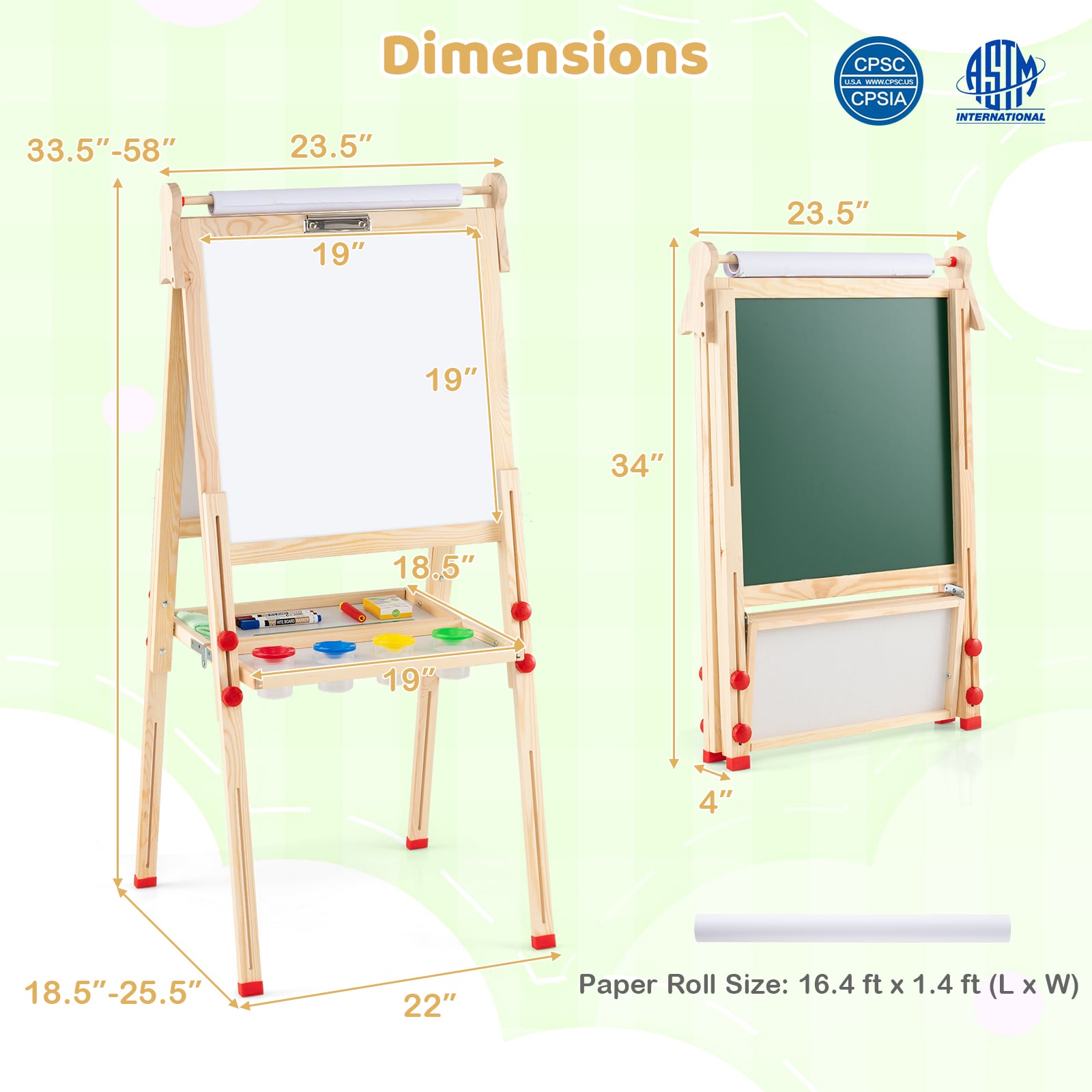 3-in-1 sulankstomas vaikų molbertas su popieriaus ritiniu - Image 4