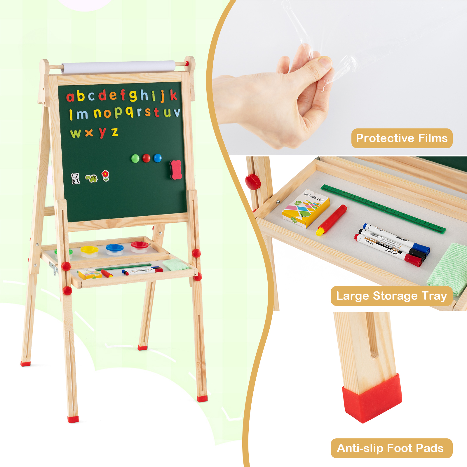 3-in-1 sulankstomas vaikų molbertas su popieriaus ritiniu - Image 6