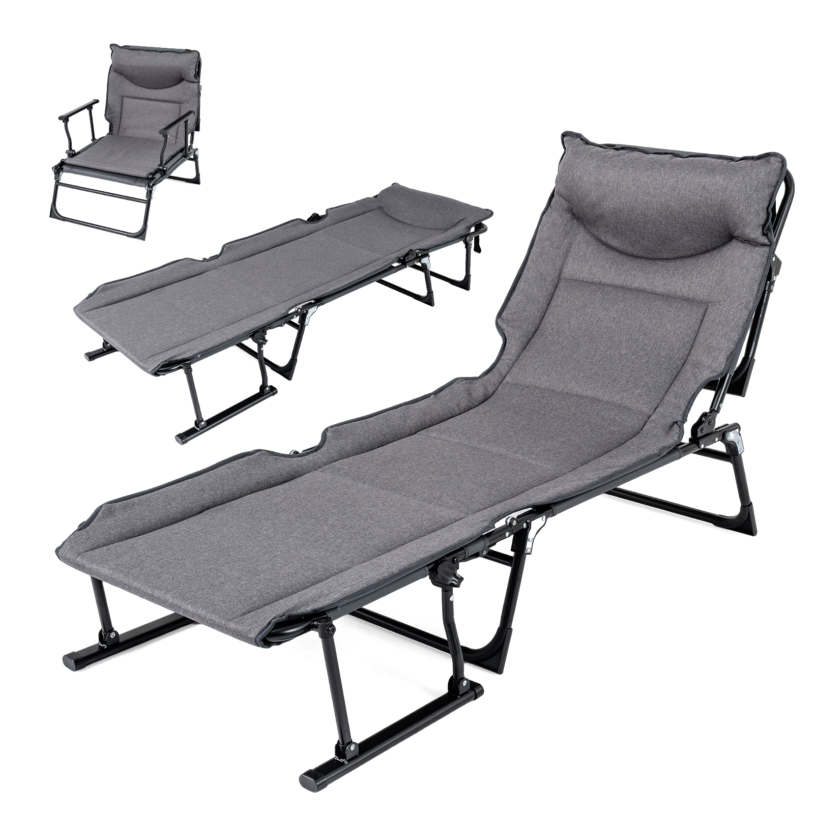 3-in-1 taitettava pehmustettu retkisänky RTNP12626GR - Image 4