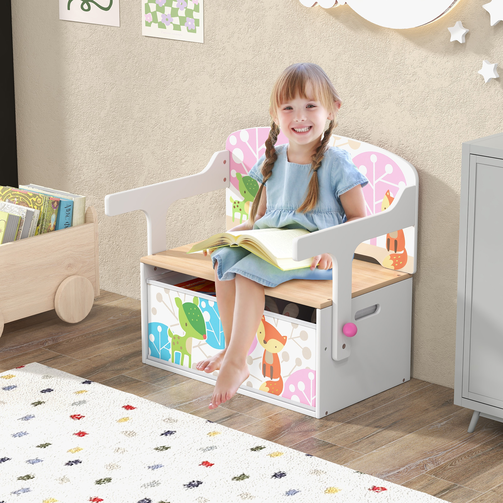 3-in-1 lasten monitoimipenkki valkoinen - Image 2