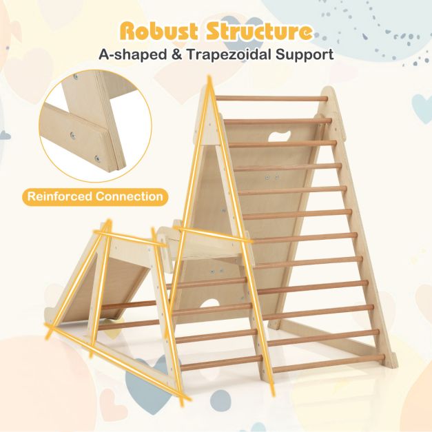 3-in-1 sisäjungle gym liukumäellä ja kiipeilyseinällä luonnollinen - Image 8