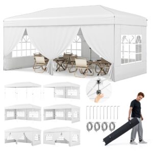 Pop-up telts 290 × 610 × 250-270 cm ar ratnīšiem, balts