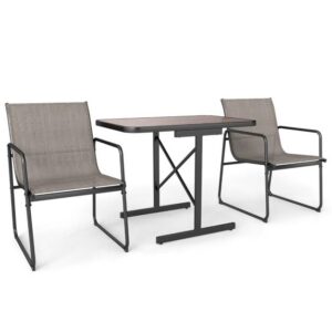 3-osaline pruun metall-kangaga bistroo komplekt