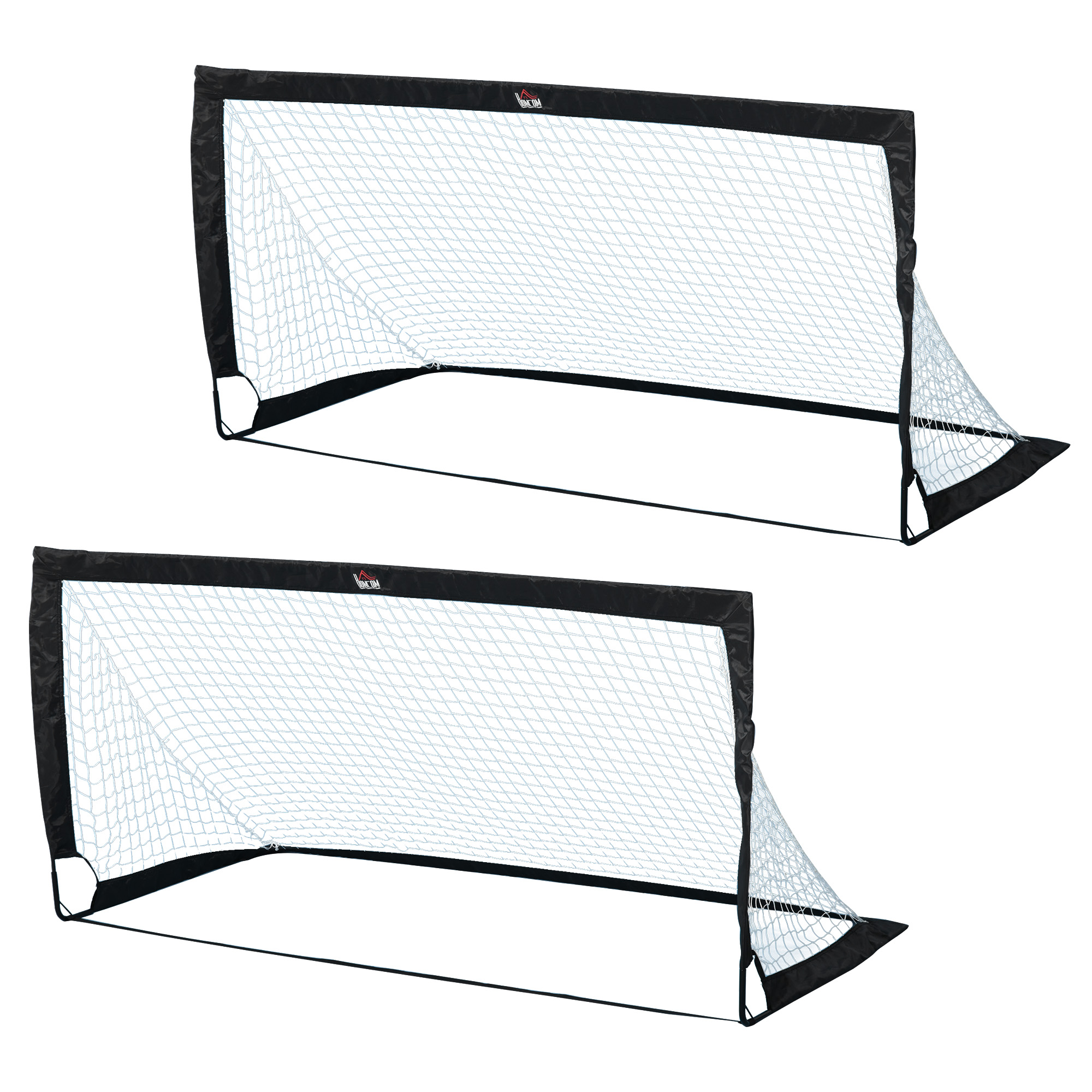Kokkupandavate jalgpalliväravate 2 tk komplekt, 183 x 90 x 90 cm, must
