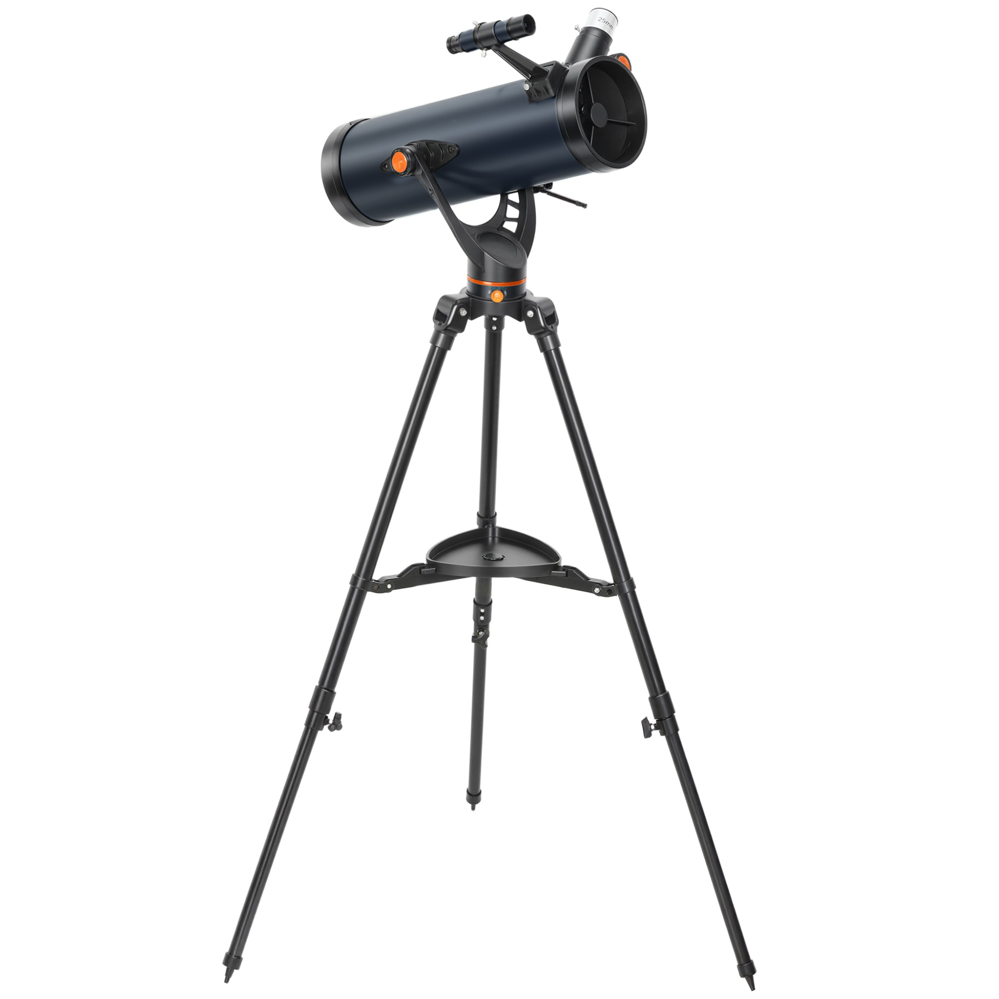 Spoguļteleskops, 114 mm objektīvs, 2 okulāri, meklētājteleskops, alumīnijs, tumši zils
