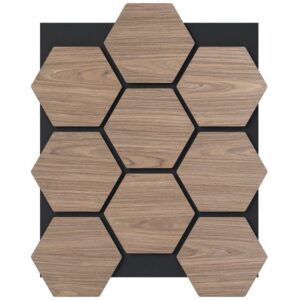 4-osaline akustiline seinapaneel 81x66 cm, 9 kuusnurkset puidust plaati