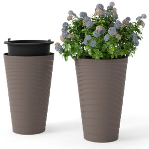 45cm Pruun Plastik Lillepott Sisemise Potiga 2tk