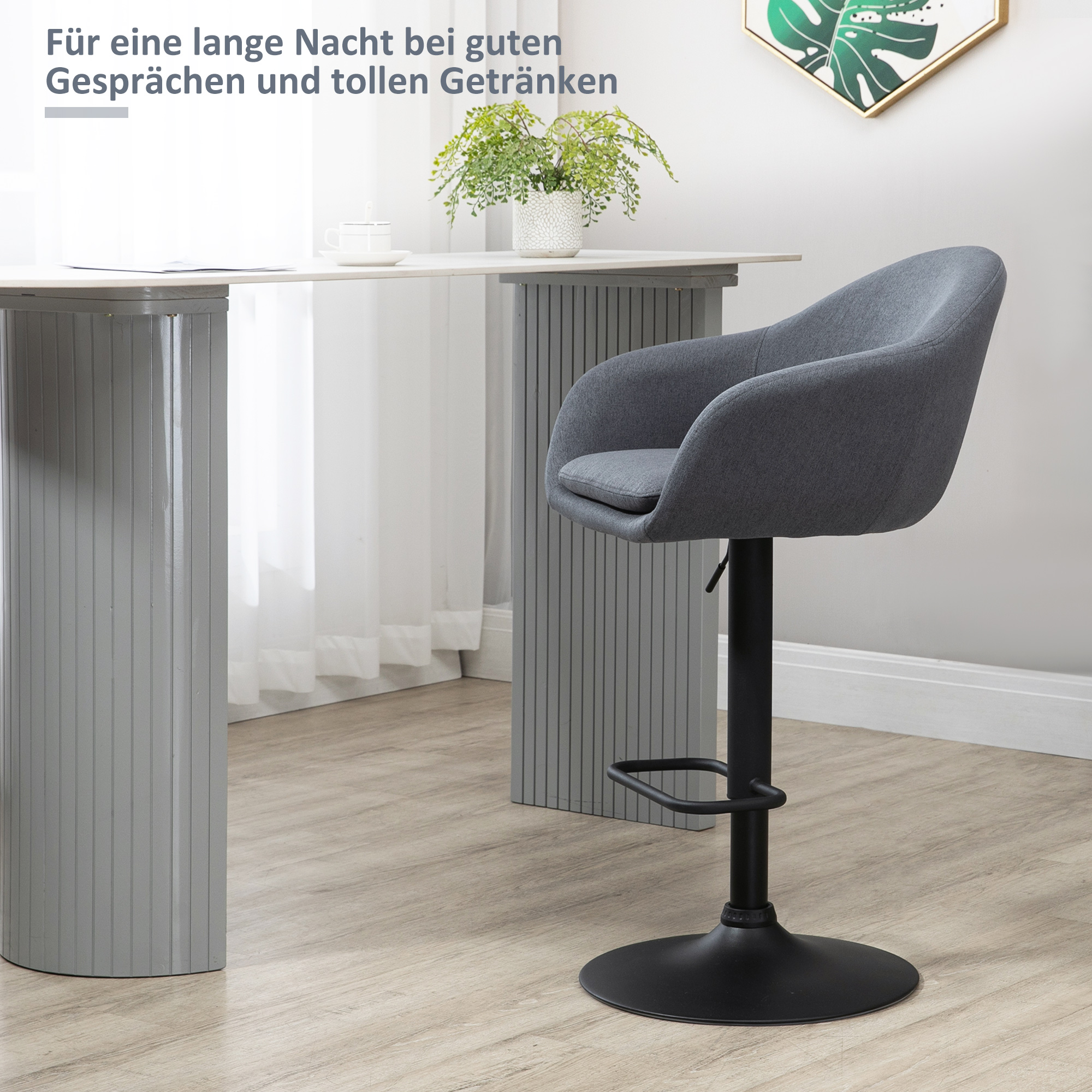 Reguliuojama baro kėdė su atkalte ir pakoju, pilka, 54 x 54 x 92-112 cm - Image 4