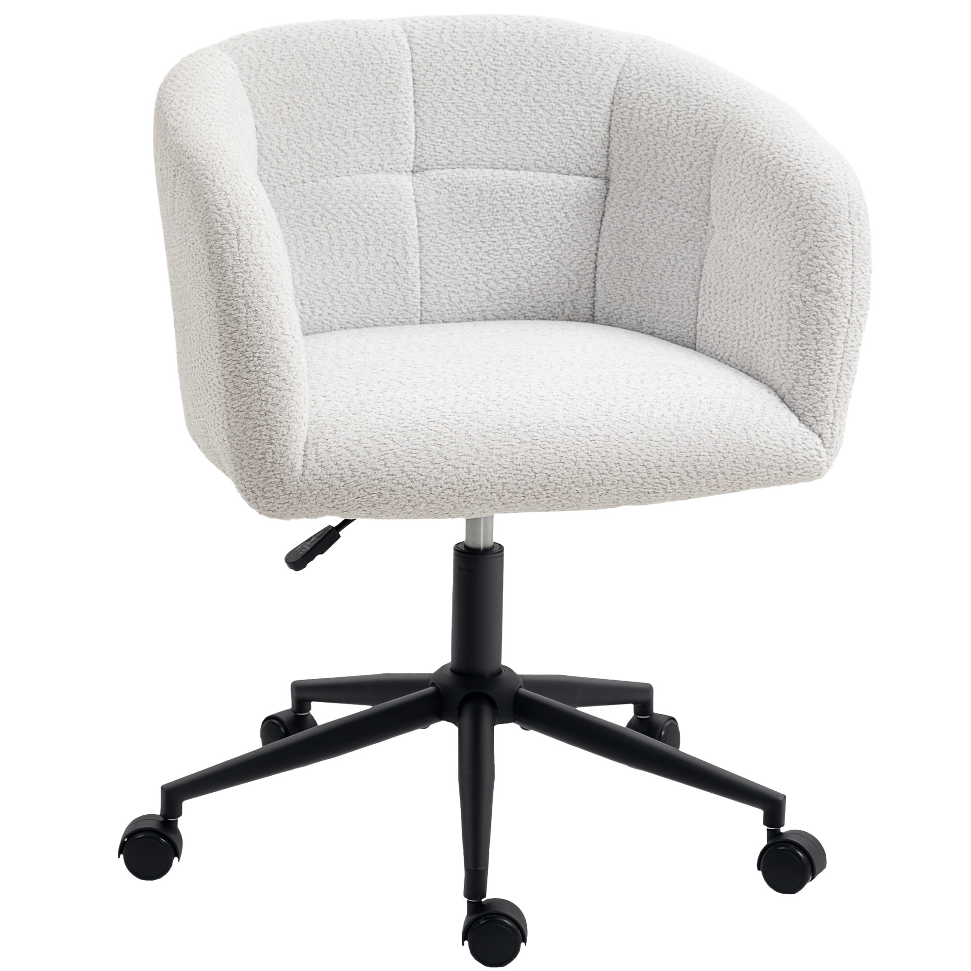 Polsterdatud bürootool ratastel, kreem ja must, 65 x 59 x 75-85 cm