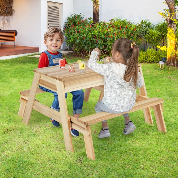 4-in-1 vaikų medinis pikniko stalas su dėžėmis - Image 3