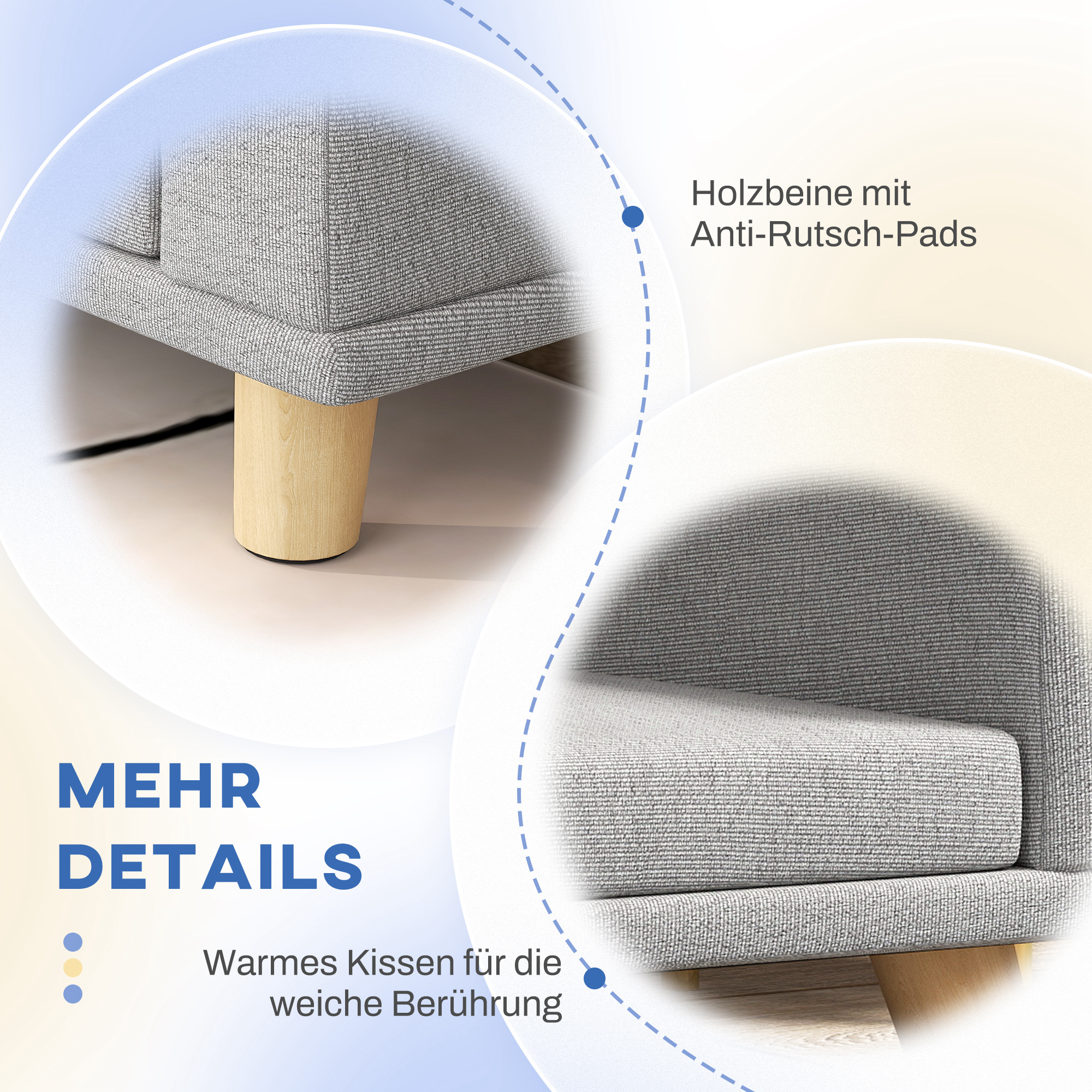 Šuns sofa dideliems šunims iki 30 kg, pilka, 98 x 67 x 25 cm - Image 6