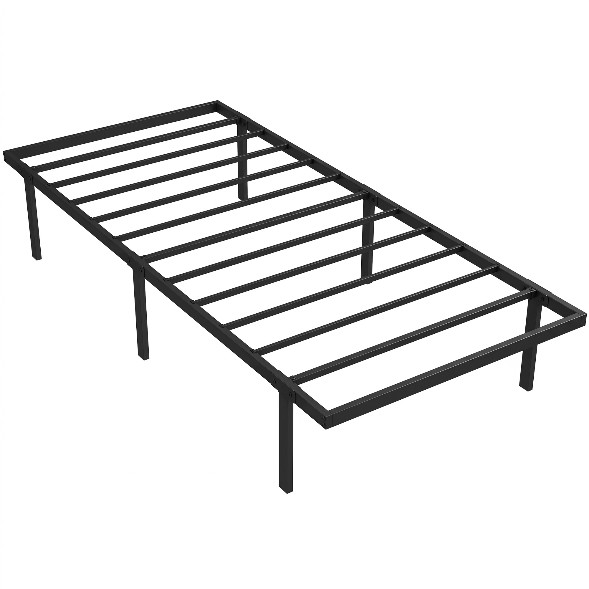 Voodiraam, 90 x 200 cm, must, metallist, panipaigaga voodi all