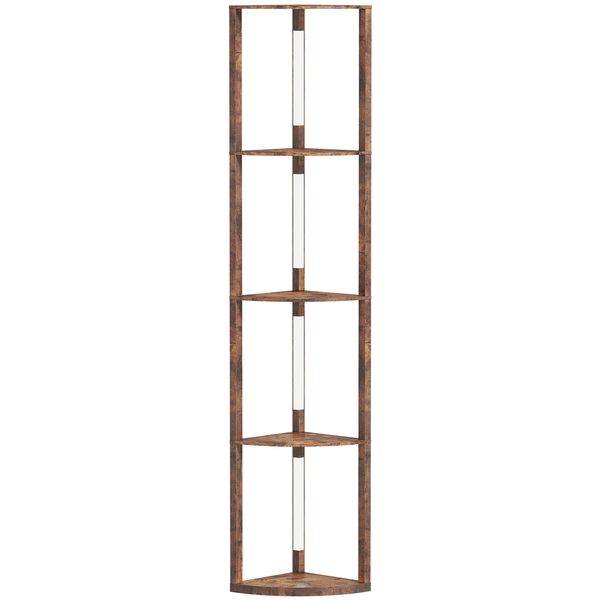 LED põrandalamp riiulitega, 3 heleduse taset, rustikaalne pruun, 41 x 29,5 x 163,5 cm