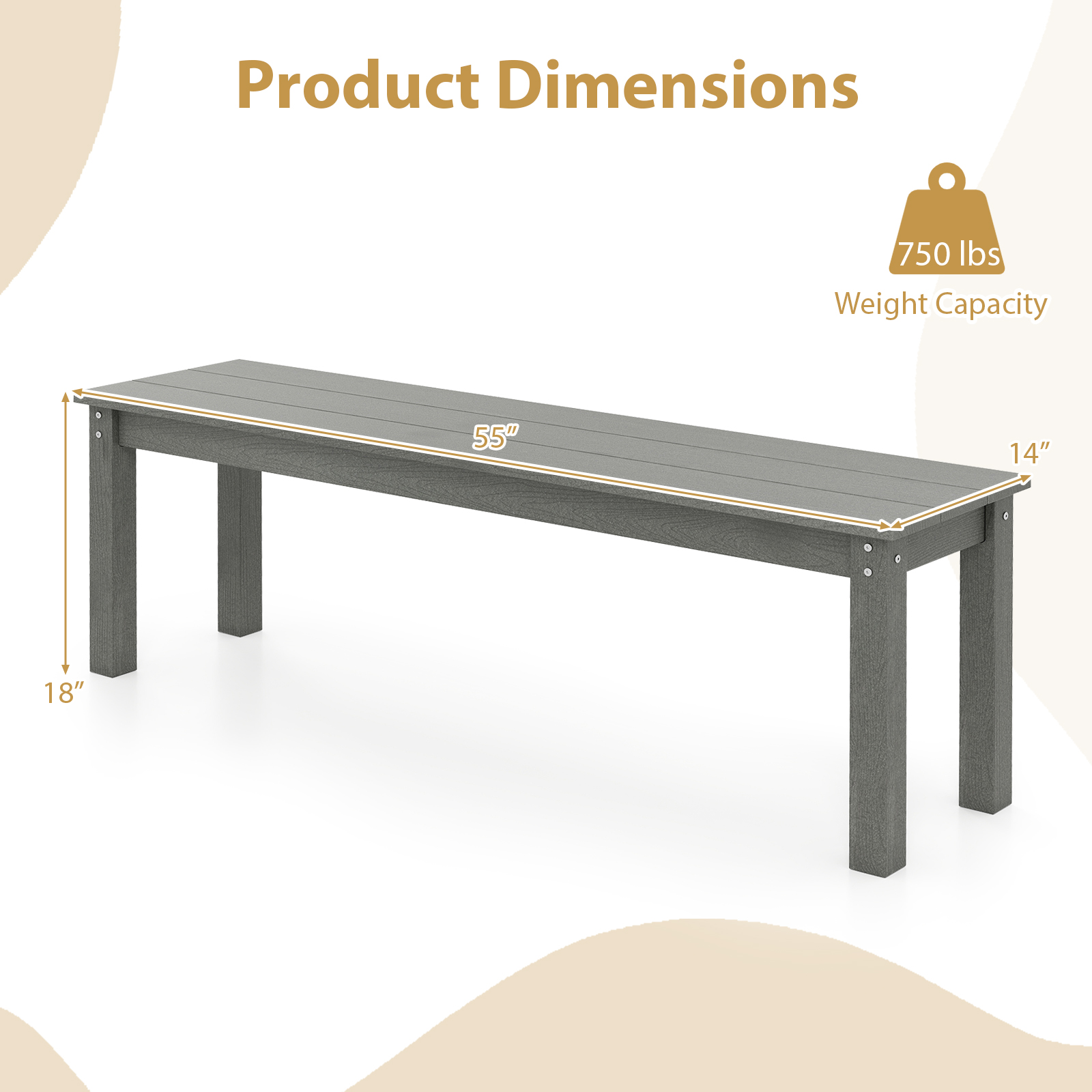 140 cm HDPE lauko suoliukas be atlošo - Image 4