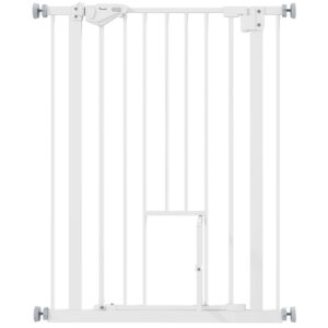 Drošības vārti ar kaķu lūku, balti, 74-80 cm, metāla