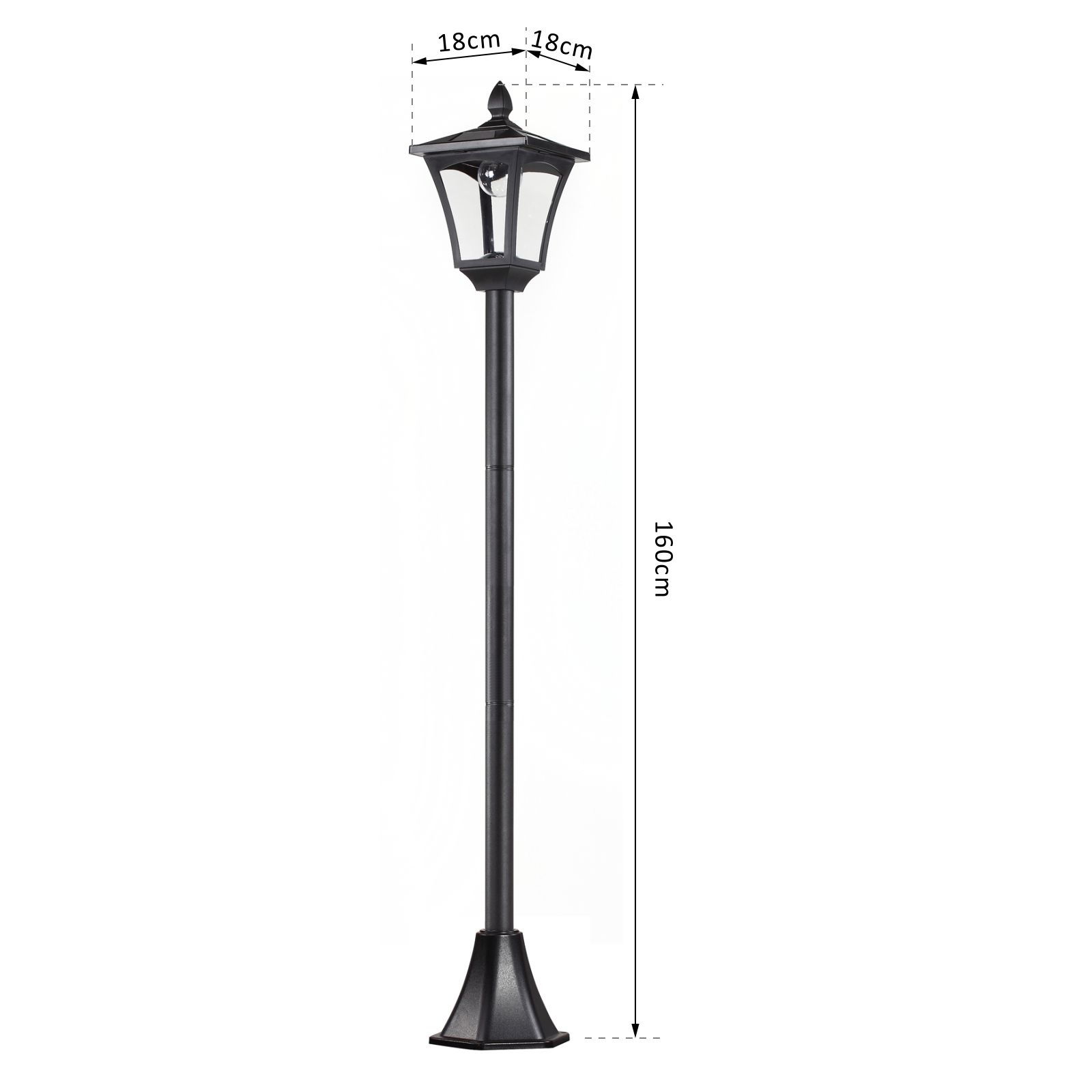 Saules dārza laterna, melna, nerūsējošais tērauds, 160 cm - Image 3