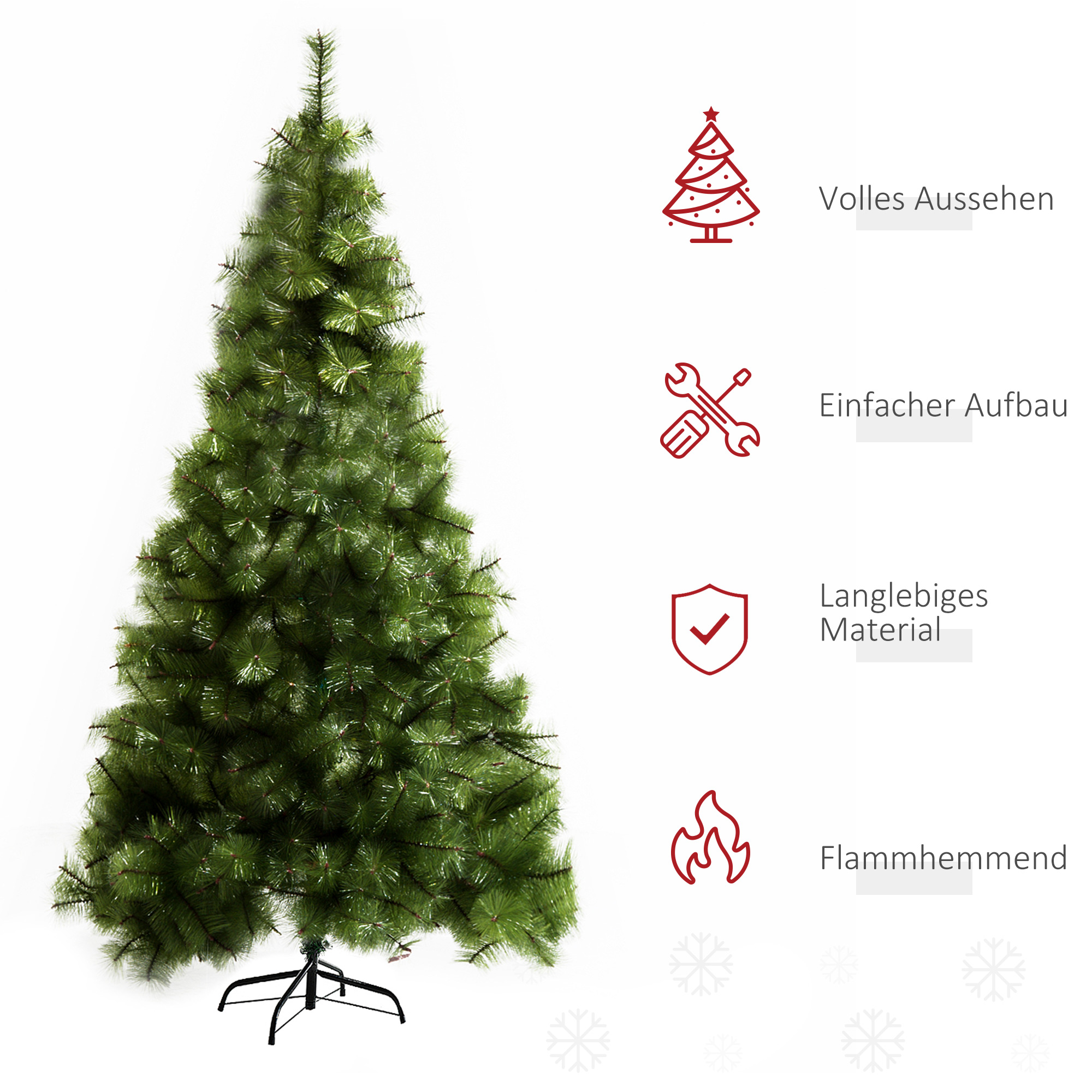 Tekojoulukuusi 210 cm, vihreä, PET ja metalli, 505 oksankärjellä - Image 4