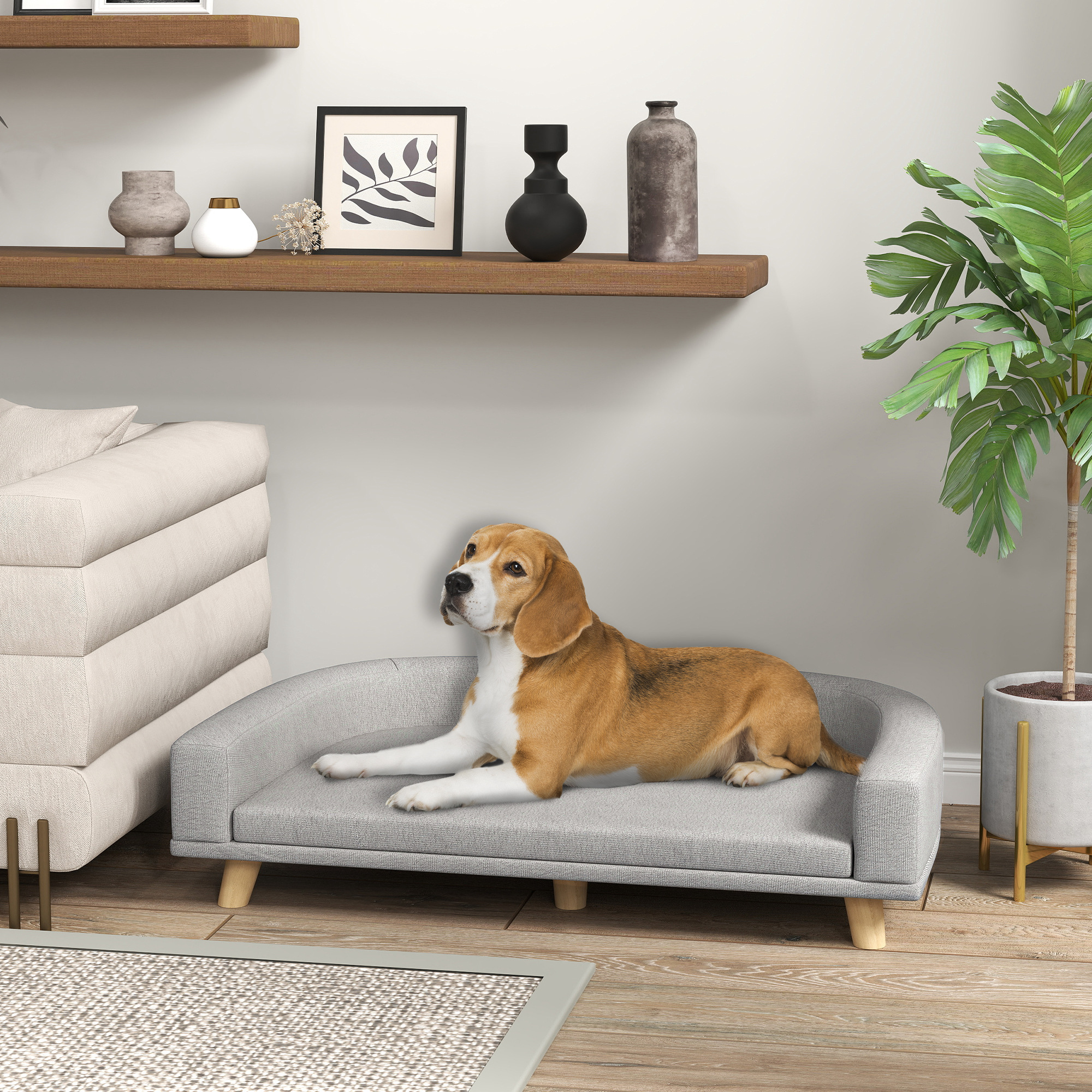 Šuns sofa dideliems šunims iki 30 kg, pilka, 98 x 67 x 25 cm - Image 2