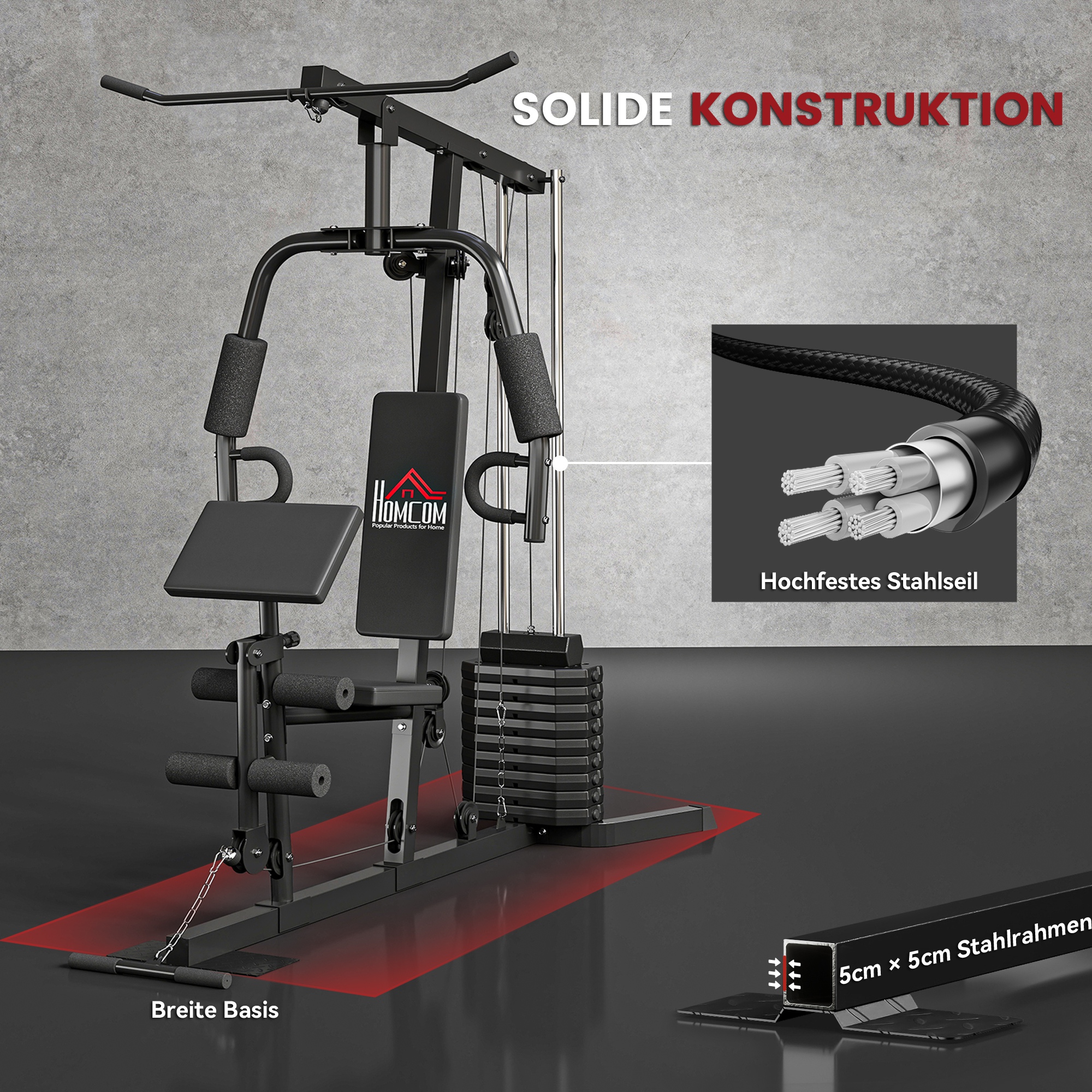 Kraftstation 45 kg raskuplokiga, 180 x 108 x 200 cm, must, teras - Image 6