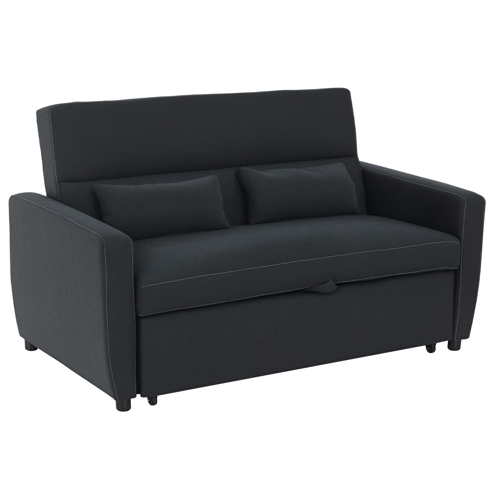 2 vietų sofa-lova su reguliuojamu atlošu, juoda, 155 x 90 x 88,5 cm