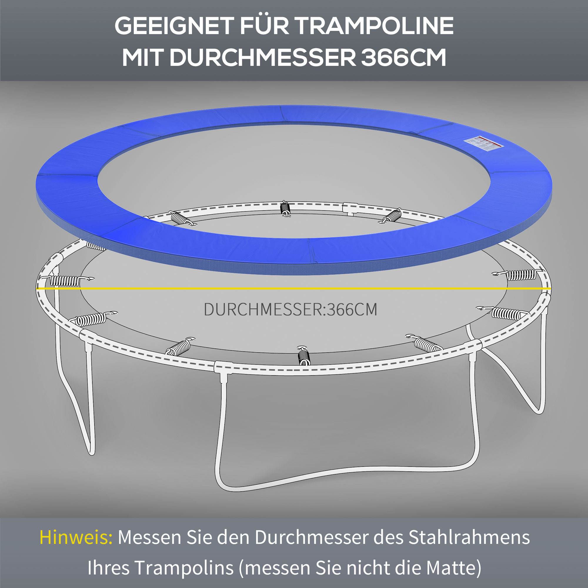 Trampoliinin reunapehmuste, sininen, Ø 366 cm, 15 mm - Image 5