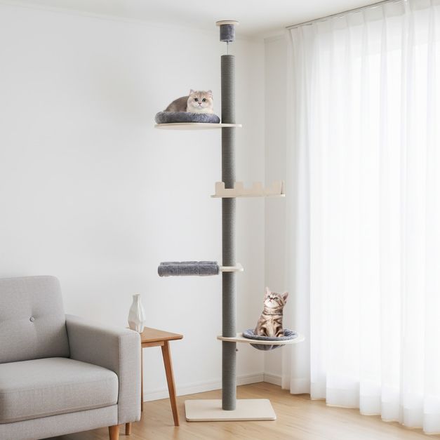 5 aukštų medinis kačių medis su reguliuojamu aukščiu - Image 3