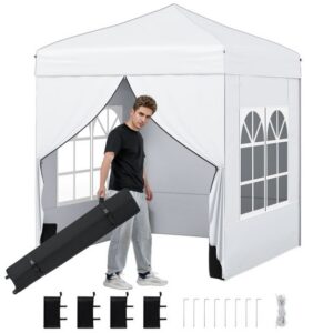 Pop-up nojume 198 × 198 cm ar 4 sānu sienām un riteņu somu balta