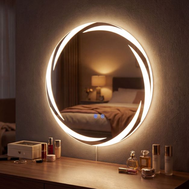 60 cm apvalus LED vonios veidrodis sidabrinis - Image 2